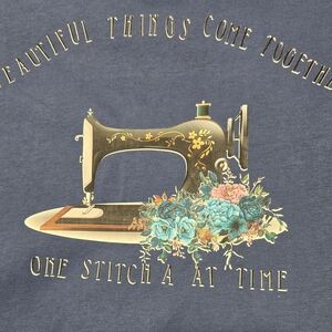 Amazon Essentials Blue T-Shirt Wirh Sewing Machine Graphic. Size 2XL. Like New